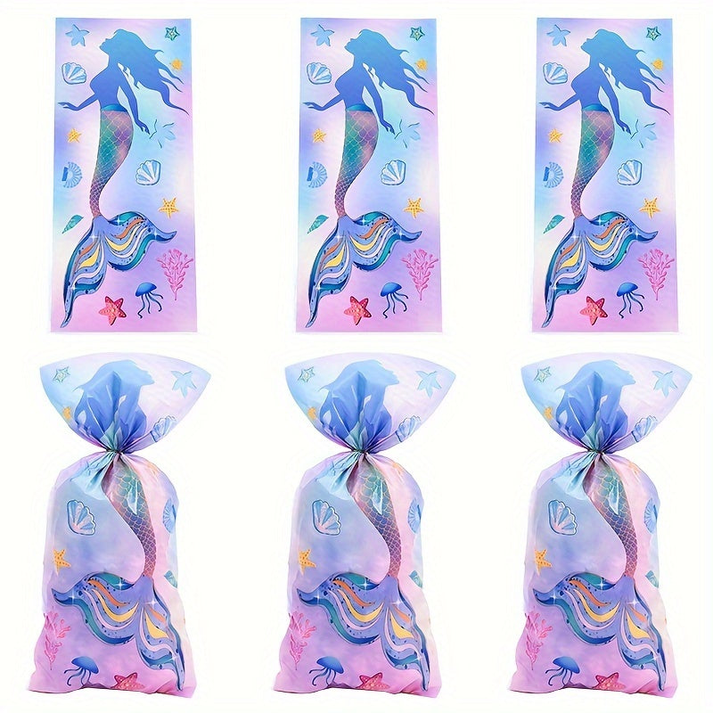 50pcs Mermaid Party Candy Gift Bags Biscuit Packing Bag