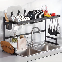 2 Tier Kitchen Rack Tableware & Seasoning Rack Sink Dish Drying Rack Countertop