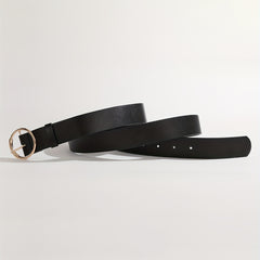 Golden Round Pin Buckle Belt Classic PU Belt Jeans Pants Waistband Girdle