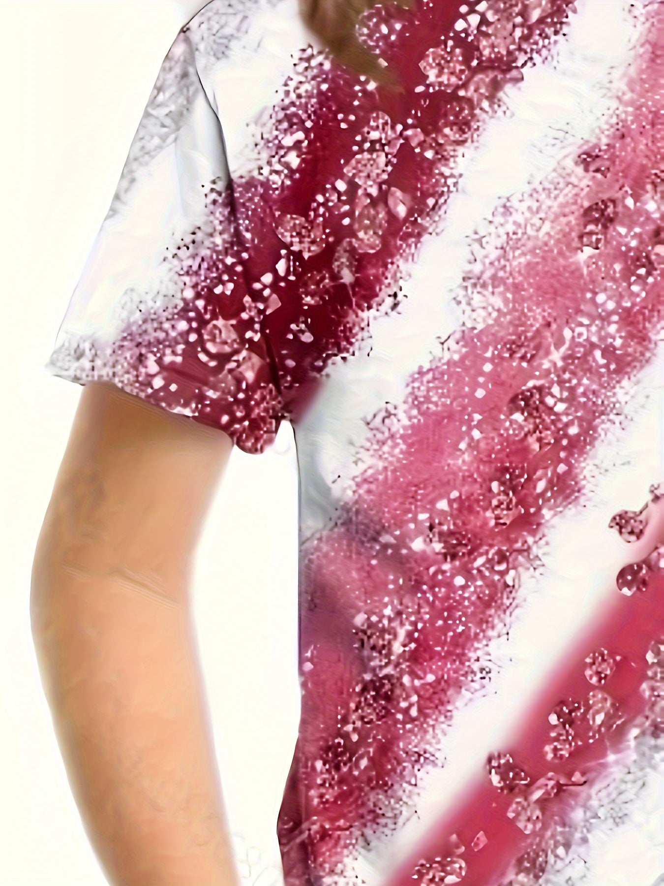 3D Stripped Short Sleeve T shirt Girls Comfy Pullover Tops Summer