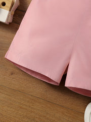2pcs Baby Boys Short Sleeves Shirt & Suspender Shorts Set