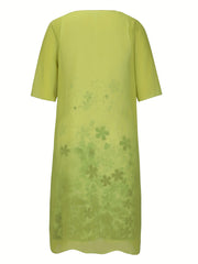 2 Piece Set Half Sleeve Open Front Coat & Floral Print Cami Dress