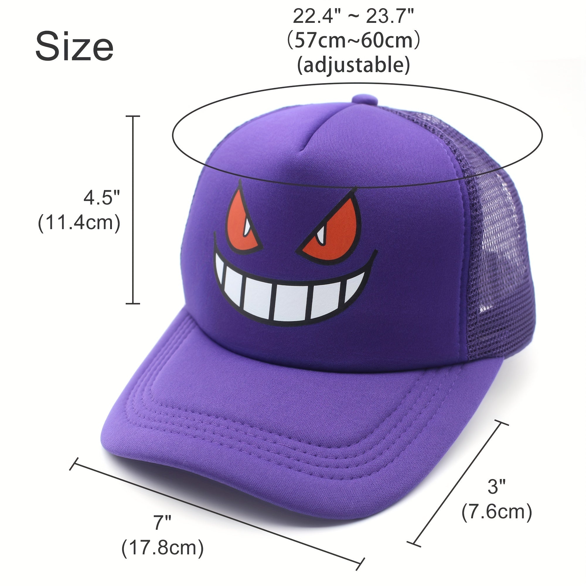Anime Trucker Hat Baseball Caps Cartoon Funny Hat Adjustable Outdoor Mesh
