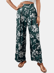 Floral Print Wide Leg Pants High Waist