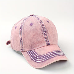 Lined Block Baseball Cap Distressed Craft All match Baseball Cap
