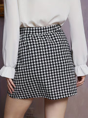 High Waist Button Bodycon Skirt, Fall Winter Crop