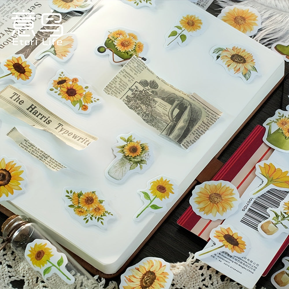 46pcs Sunflower Adhesive Stickers DIY Scrapbook Stationery Photo Album Water Cup