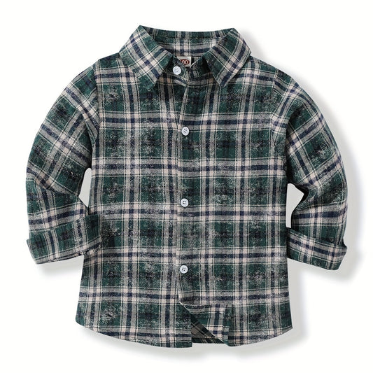 Boys Plaid Shirts Long Sleeve Button Down Tops Spring Fall Outwear