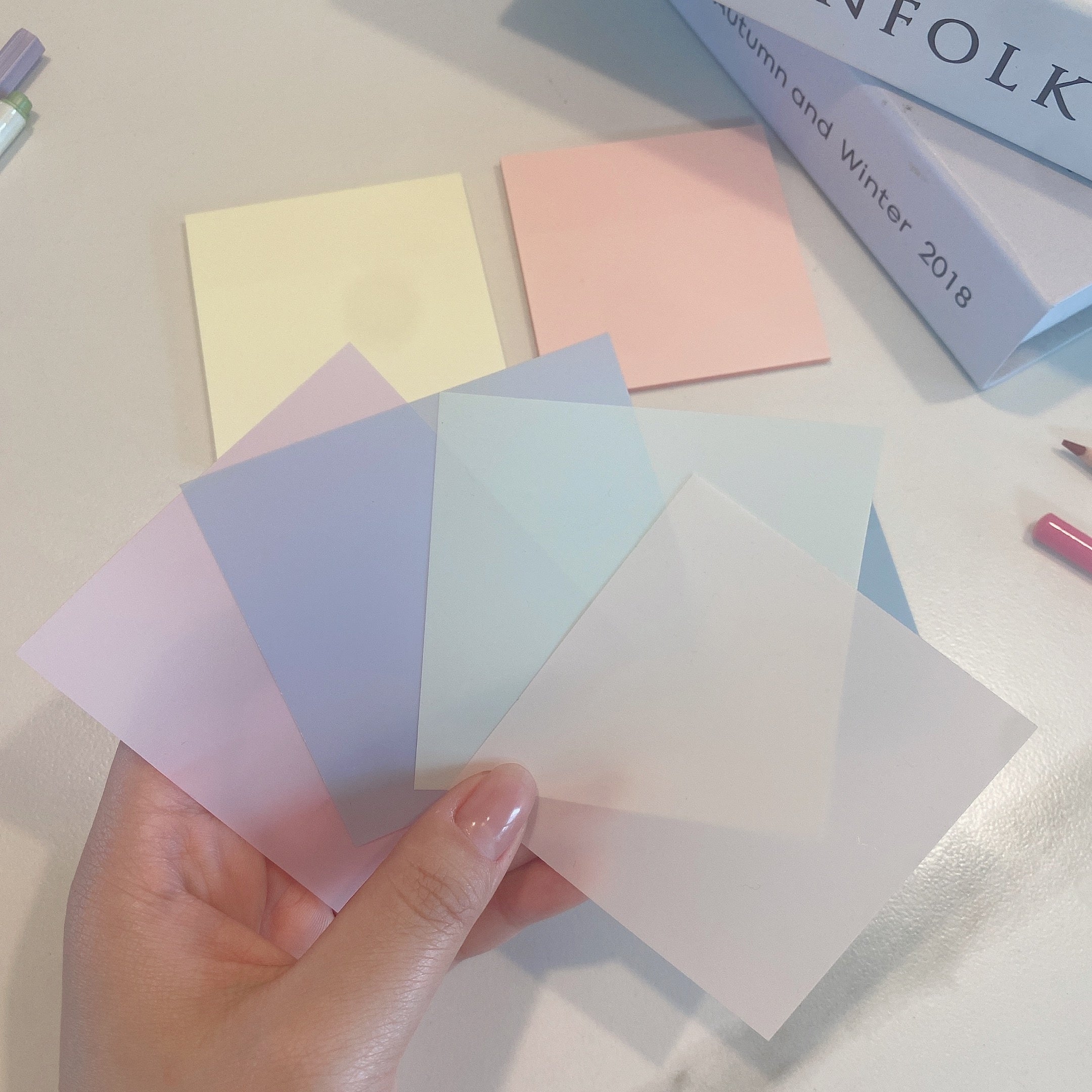 4 Pack 7 X 7 Clear Sticky Notes Bright Self-adhesive Pad 50 Sheets