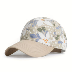 Flower Print Baseball Cap Lightweight Sun Hats Adjustable Dad Hat For Women