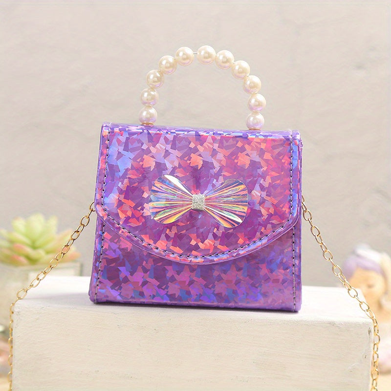 Glitter Bow Decor Coin Purse Crossbody Bag