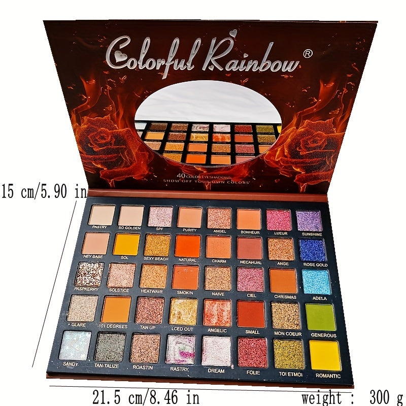 Rose Flame 40 Colors Eyeshadow Palette Matte Pearly Finish