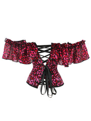 Lips Print Corset Bustier Tummy Control Lace Up Body Shaper