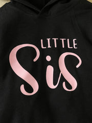 Baby Girls Bow Hooded Romper LITTLE SIS Print