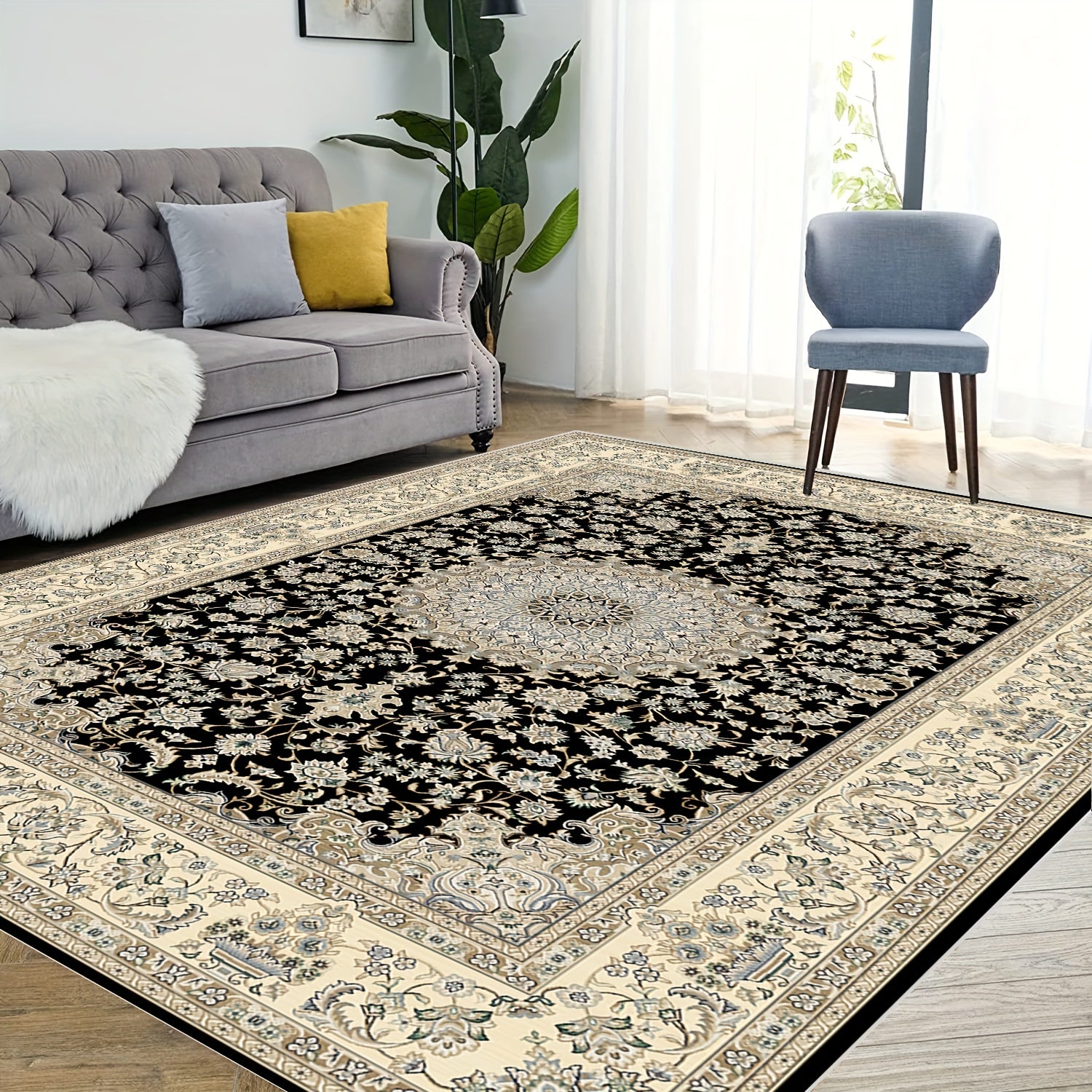 Persian Boho Area Rug Soft Large Machine Washable Non Slip Backing