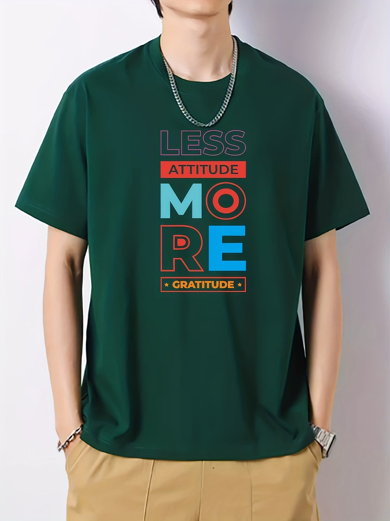 Men's Cotton Letter Print Active T-shirt for Summer