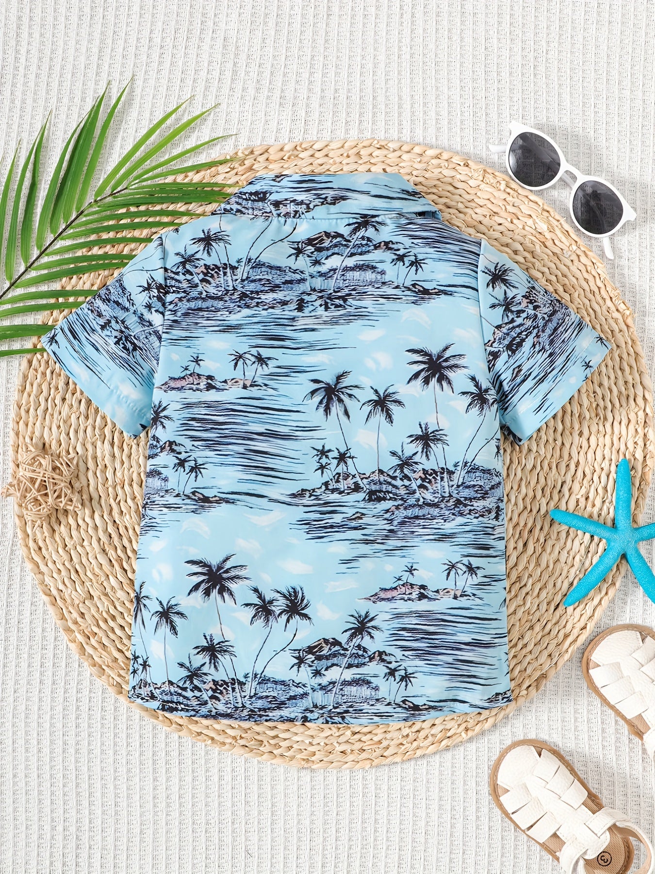 Boys Summer Coconut Tree Print Short Sleeves Shirt