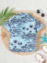 Boys Summer Coconut Tree Print Short Sleeves Shirt