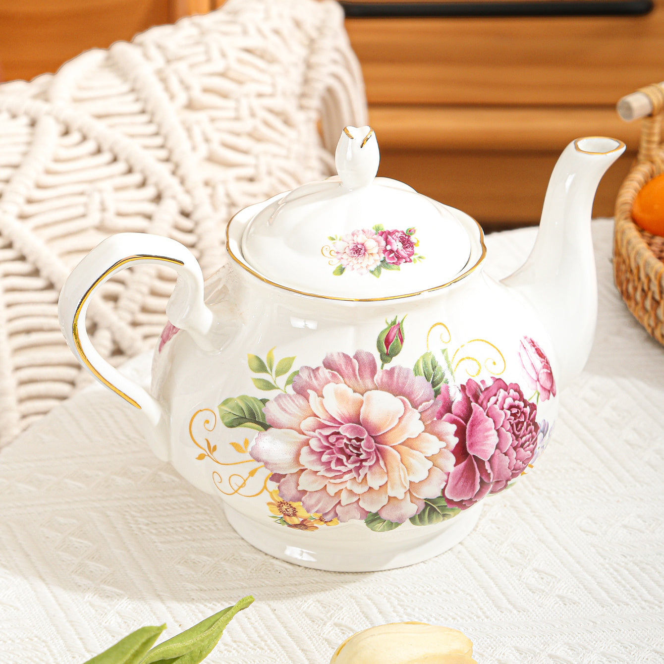 European Style Ceramic Teapot Floral Coffee Water Porcelain Gift