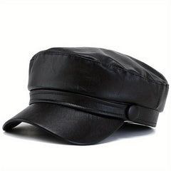PU Leather Beret Cap Waterproof Berets British Style Women Painters Hats