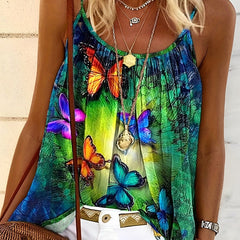Butterfly Print Spaghetti Strap Cami Top