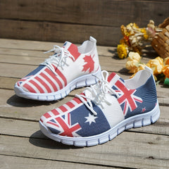 Women's Flag Pattern Sock Shoes Knitted Slip On Sneakers