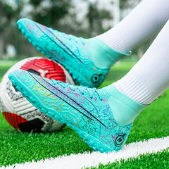 Colorful Anti Slip Turf Spikes Soccer Shoes Lightweight Cleats
