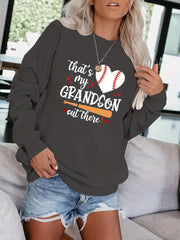 Baseball Graphic & Letter Print Sweatshirt Casual Loose Crew Neck Sweatshirt