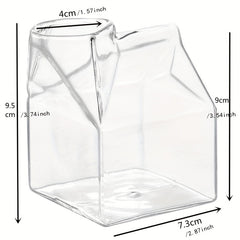 Hand Blown Clear Glass Box Mini Milk Carton Creamer Cup Mug