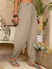 Casual Button Carrot Pants for Women