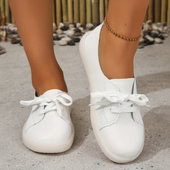 Women's Casual Low Top Sneakers Lace Up Flat Walking Shoes