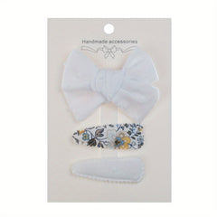 3pcs Baby Girls Bow Flower Hair Clips Set