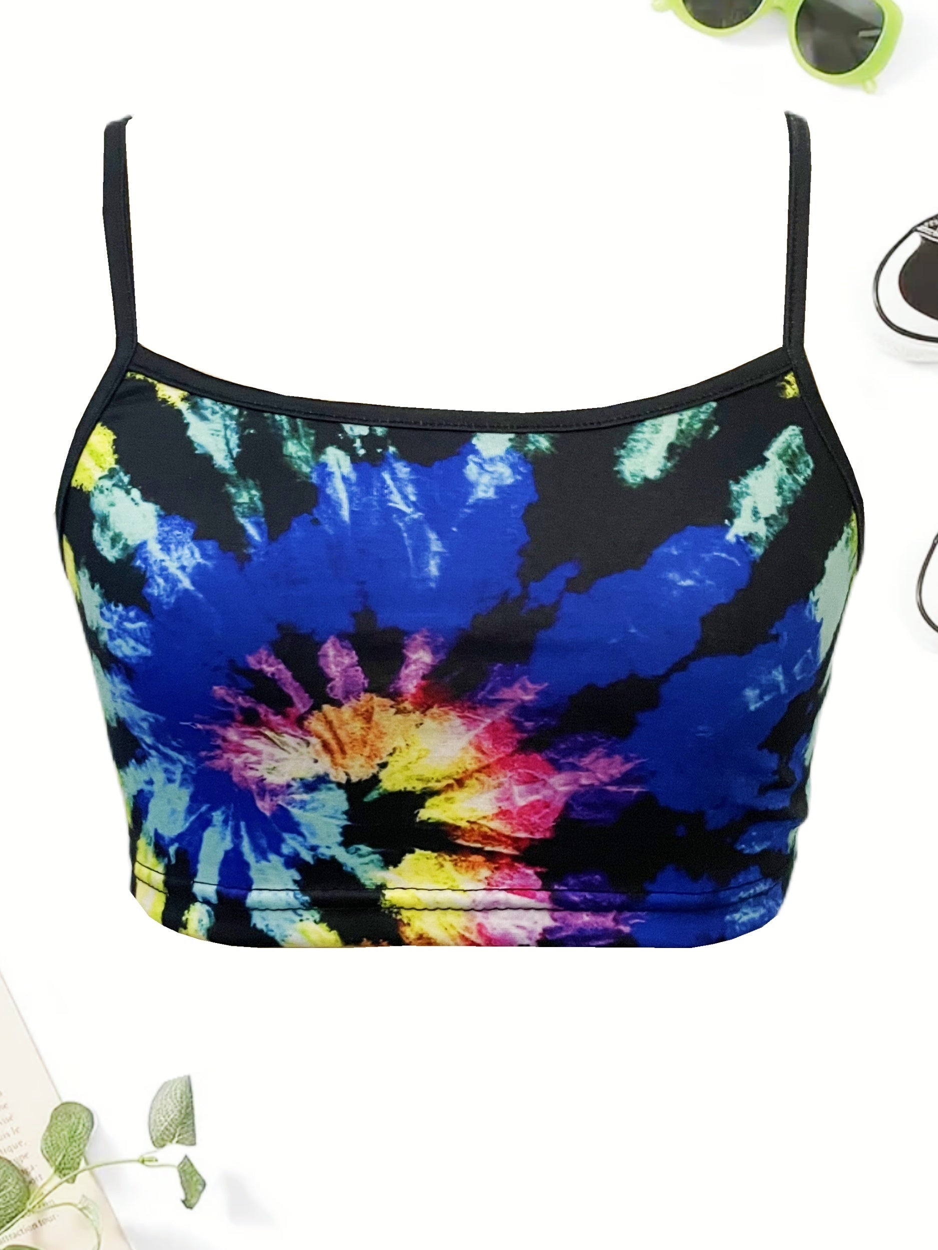 Tie Dye Print Crop Cami Top Y2K Summer Sleeveless Top