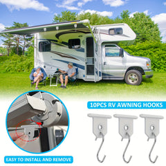 10pcs RV Awning Hooks Metal Camping Hangers for Tent