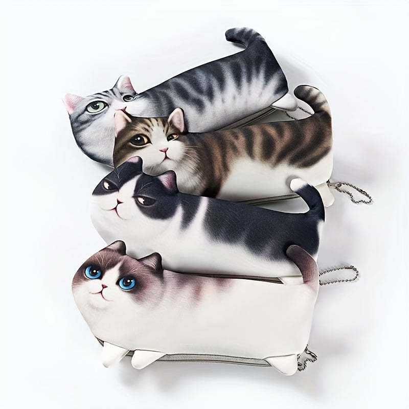 Simulation Cat Pencil Case Printed Cat Stationery Bag