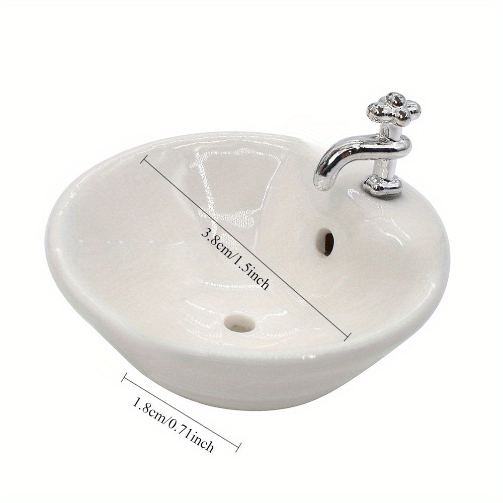 1:12 Scale Dollhouse Bathroom Sink with Golden Accents