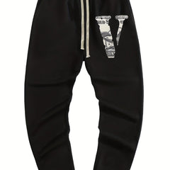Men's Letter V Print Joggers Pants Spring Fall Fitness