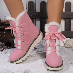 Women's Non slip Thickened Snow Boots Warm Lace Up Thick Bottom Snow Boots
