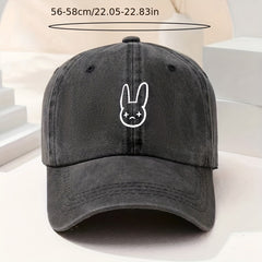 Bunny Outline Denim Baseball Cap