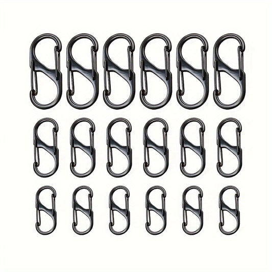 18pcs Metal Zipper Pull Buckle Keychain for Outdoor Camping