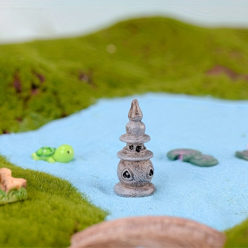 Fairy Garden Bridge Lighthouse Pond Statue DIY Craft Decoration
