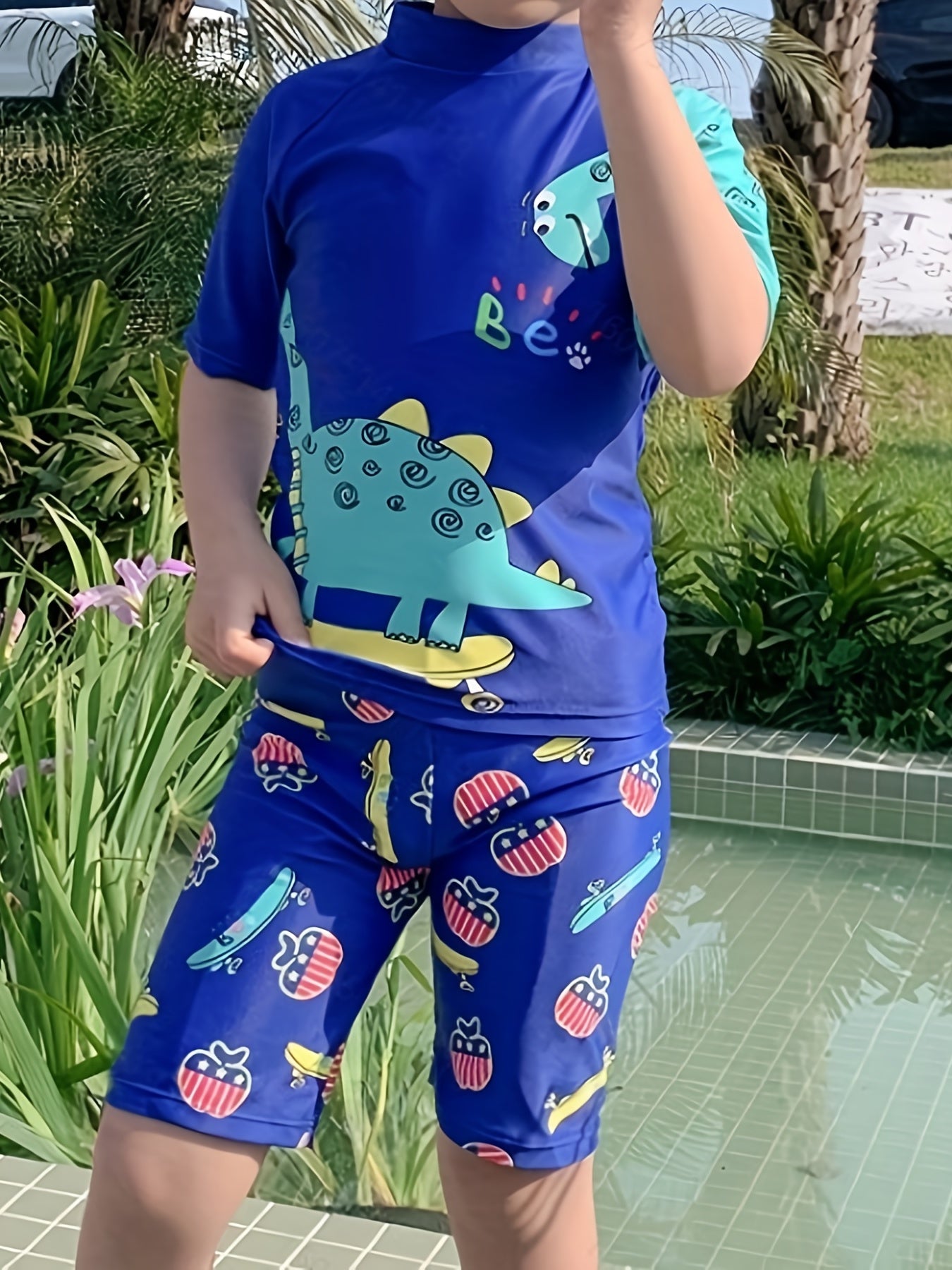 Boys Dinosaur T shirt & Shorts Set Swimsuit for Summer Holiday Party