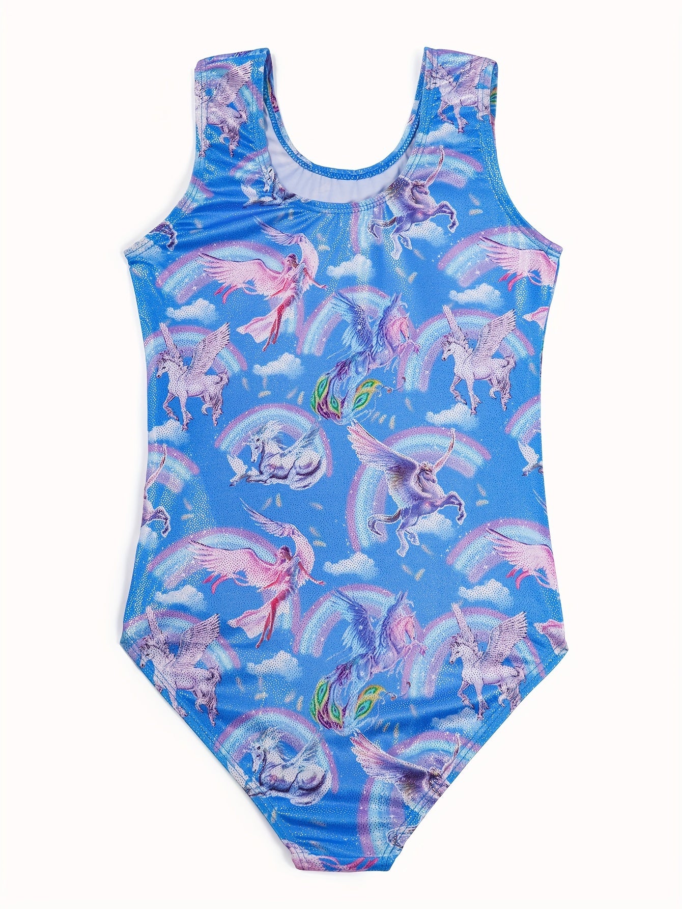 Girls Unicorn & Rainbow Gymnastics Jumpsuit Dance Suit