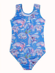 Girls Unicorn & Rainbow Gymnastics Jumpsuit Dance Suit
