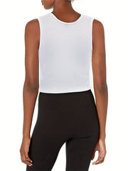 Casual Pleated Tank Top Crew Neck Sleeveless
