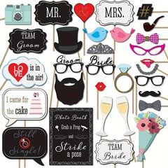 31pcs Wedding Photo Booth Props Fun and Festive Party Decor Supplies
