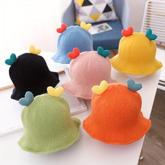 Kids Windproof Knit Beanie Hat With Love Shape Ears 0-3 Years