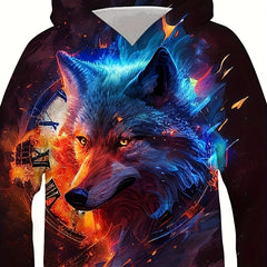Wolf 3D Print Boys Hoodie Spring Fall Kids Sweatshirt