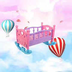 Pink Rubber Doll Cradle Bed Soft and Adorable Playhouse Furniture for Girls