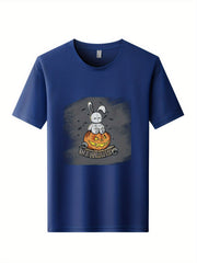 Skeleton Motorcycle Print Men's Graphic Crew Neck Active T shirt